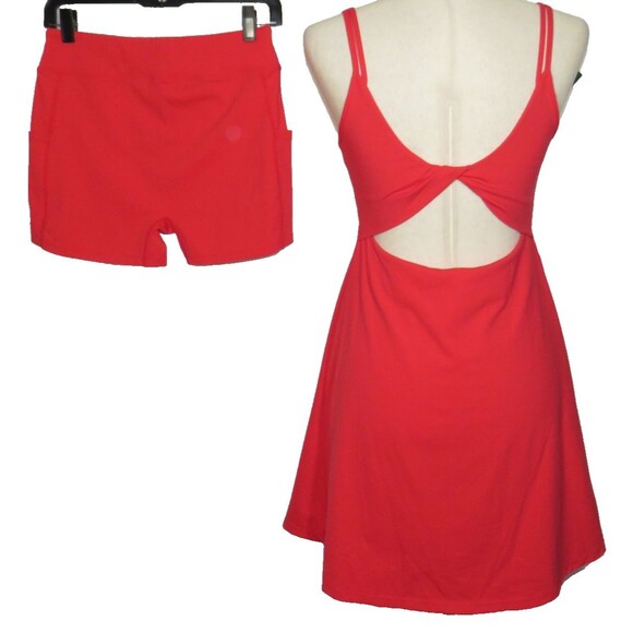 Halara Dresses & Skirts - Halara Softlyzero Double Strap Twist Back Mini Dress With Shorts Size Medium